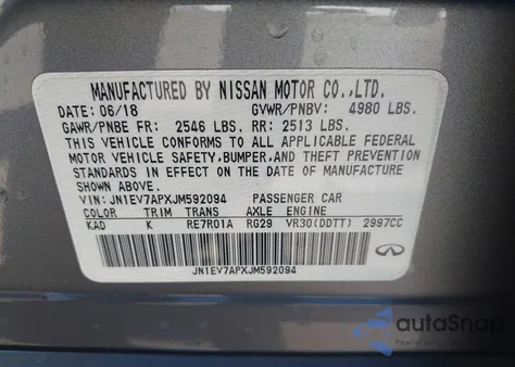 2018 Infiniti Q50 3.0T Luxe z USA, uszkodzony, nr VIN JN1EV7APXJM592094